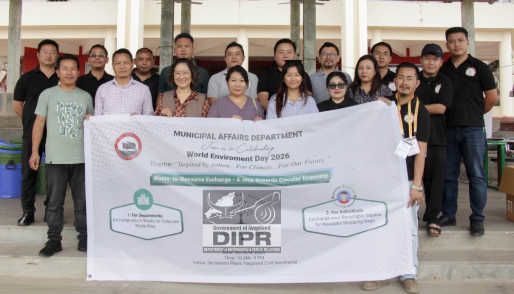 Officials and others during the Waste-to-Resource Exchange programme at the Secretariat Plaza, Nagaland Civil Secretariat, Kohima on June 5. (DIPR Photo)